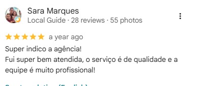 Avaliação de Sara Marques no Google